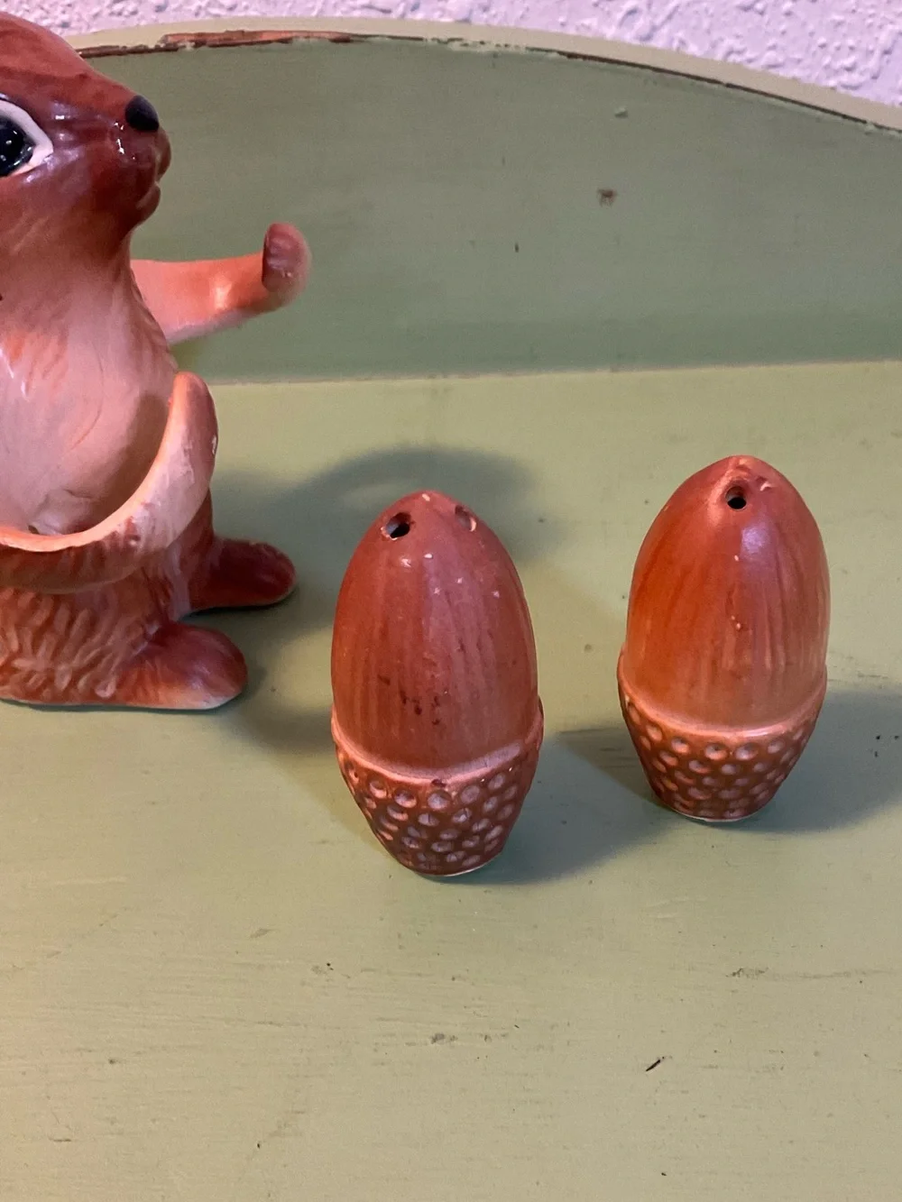 Vintage Squirrel Salt Pepper Ceramic Chipmunk Acorns